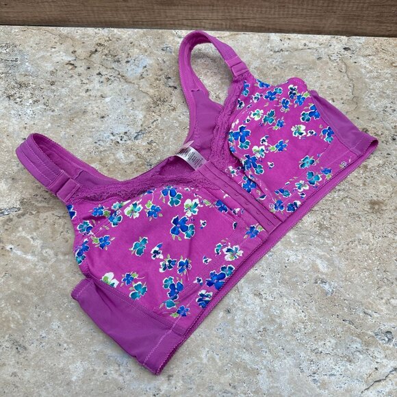Comfort Choice Bra Womens Size 40C Multicolor Floral Front Closure Mesh Wireless - Picture 2 of 7